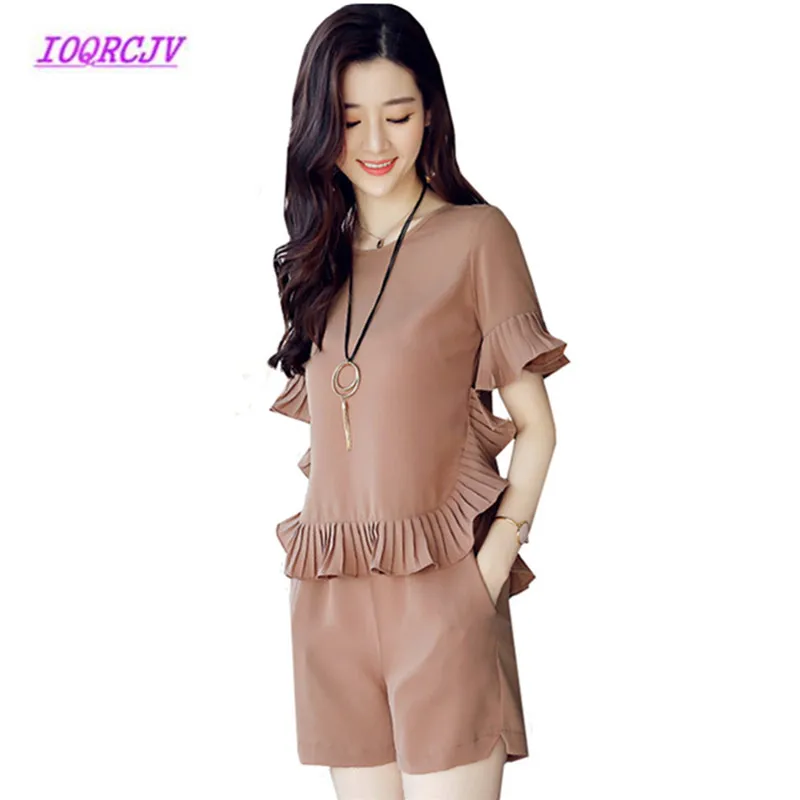 Two pieces set Women's Summer Chiffon Two sets Short sleeve lace Tops High waist short pants Plus size 3XL Casual Set B047
Two pieces set Women's Summer Chiffon Two sets Short sleeve lace Tops High waist short pants Plus size 3XL Casual Set B047