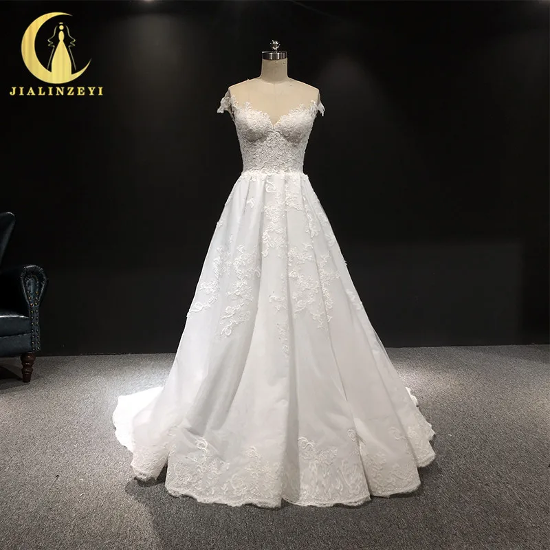 JIALINZEYI Real Picture Crew Neck Cap Sleeves Lace A-line Fashion New Bridal Wedding Dresses
JIALINZEYI Real Picture Crew Neck Cap Sleeves Lace A-line Fashion New Bridal Wedding Dresses