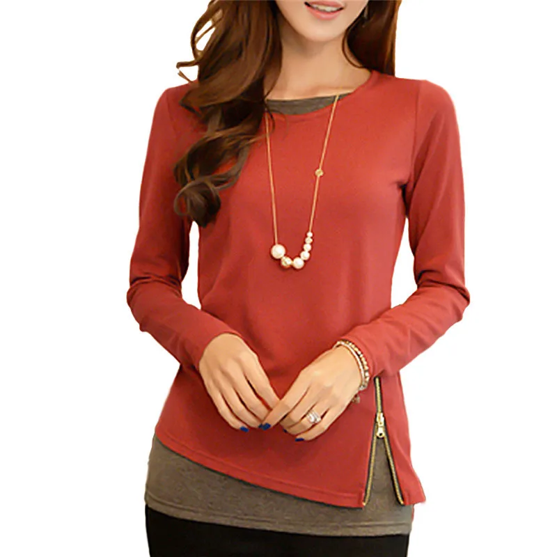 YSMARKET S-5XL Autumn O Neck Long Sleeve Cotton T Shirt Women Fake Two Pieces Patchwork Zipper Slim Casual Office Ladies Tops
YSMARKET S-5XL Autumn O Neck Long Sleeve Cotton T Shirt Women Fake Two Pieces Patchwork Zipper Slim Casual Office Ladies Tops