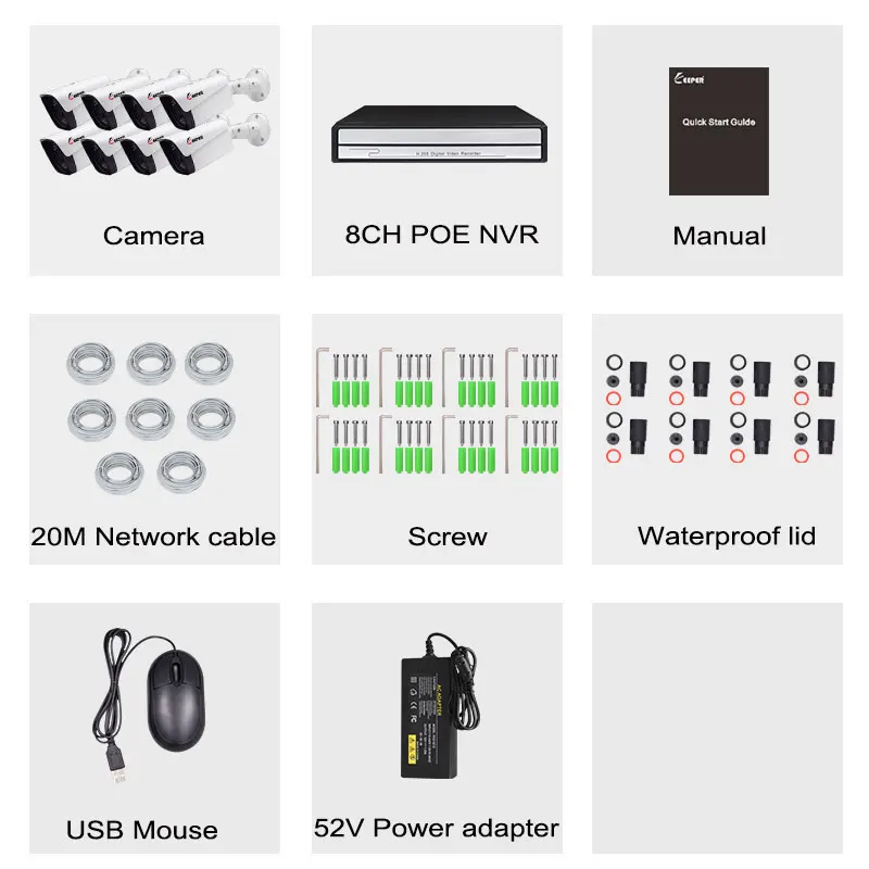 Keeper H.265 Full HD 3MP 8Channel CCTV System 8pcs 3MP Metal Outdoor IP Camera 8CH POE NVR CCTV Kit HDMI P2P ONVIF
Keeper H.265 Full HD 3MP 8Channel CCTV System 8pcs 3MP Metal Outdoor IP Camera 8CH POE NVR CCTV Kit HDMI P2P ONVIF
