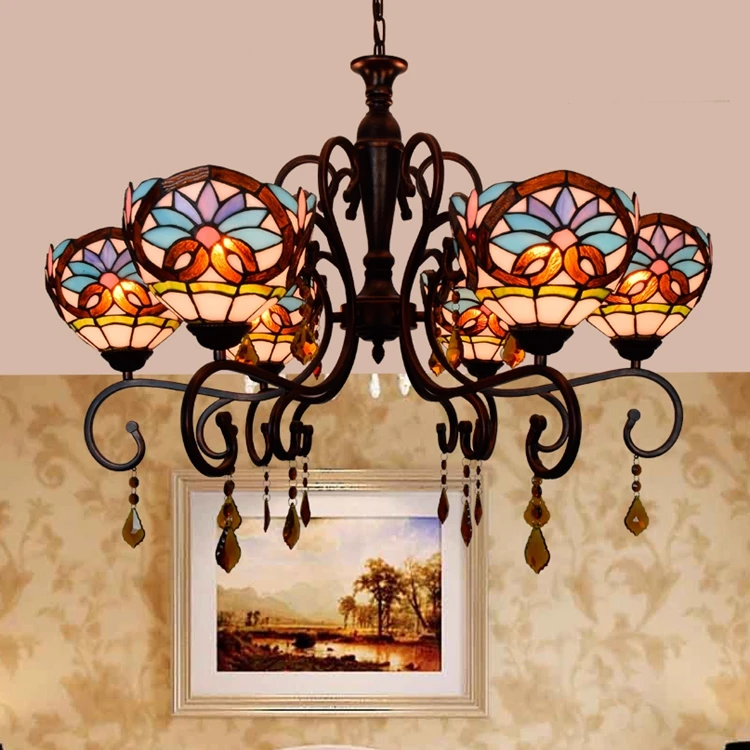 Tiffany Baroque Stained Glass Suspended Luminaire E27 110-240V Chain Pendant lights for Home Parlor Dining Room 
Tiffany Baroque Stained Glass Suspended Luminaire E27 110-240V Chain Pendant lights for Home Parlor Dining Room