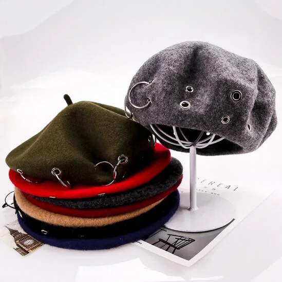 High fashion wool women winter autumn warm beret with eyelet ring wool hat LL180505
High fashion wool women winter autumn warm beret with eyelet ring wool hat LL180505