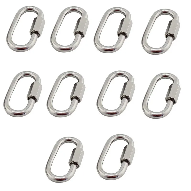10pcs M5 Stainless Steel Chain Quick Link Silver Carabiner Chain Connector Keychain Buckle Locking Carabiners
10pcs M5 Stainless Steel Chain Quick Link Silver Carabiner Chain Connector Keychain Buckle Locking Carabiners
