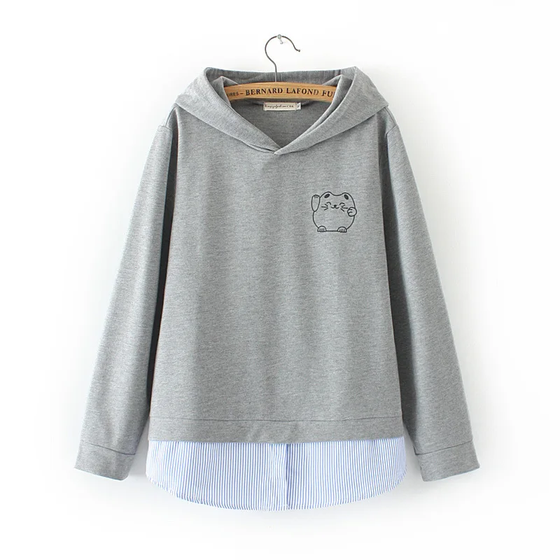 2019 Autumn New Plus Size Women's Tops Cotton Cartoon Print Striped Stitching Hood Loose Large Size Women's Sweatshirts
2019 Autumn New Plus Size Women's Tops Cotton Cartoon Print Striped Stitching Hood Loose Large Size Women's Sweatshirts