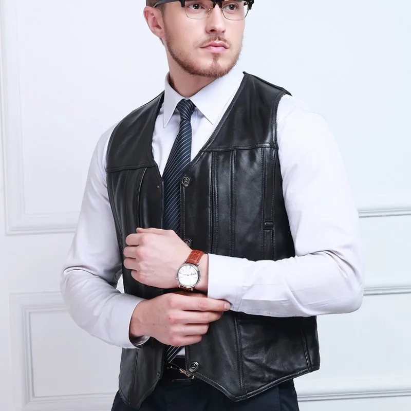 Business Men Genuine Leather Sleeveless Jacket Slim Fit Pockets Fleece Lining Pescar Vest Male Office Waistcoat Plus Size M-6XL
Business Men Genuine Leather Sleeveless Jacket Slim Fit Pockets Fleece Lining Pescar Vest Male Office Waistcoat Plus Size M-6XL