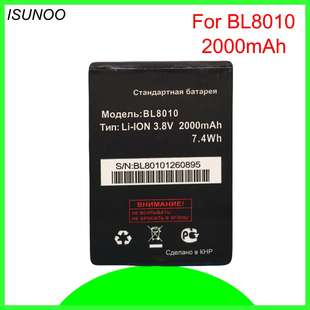 

ISUNOO 3.7V 2000mAh BL8010 Replacement Battery For FLY FS501 Nimbus 3 BL 8010 Bateria Baterij Batterie Mobile Phone Batteries