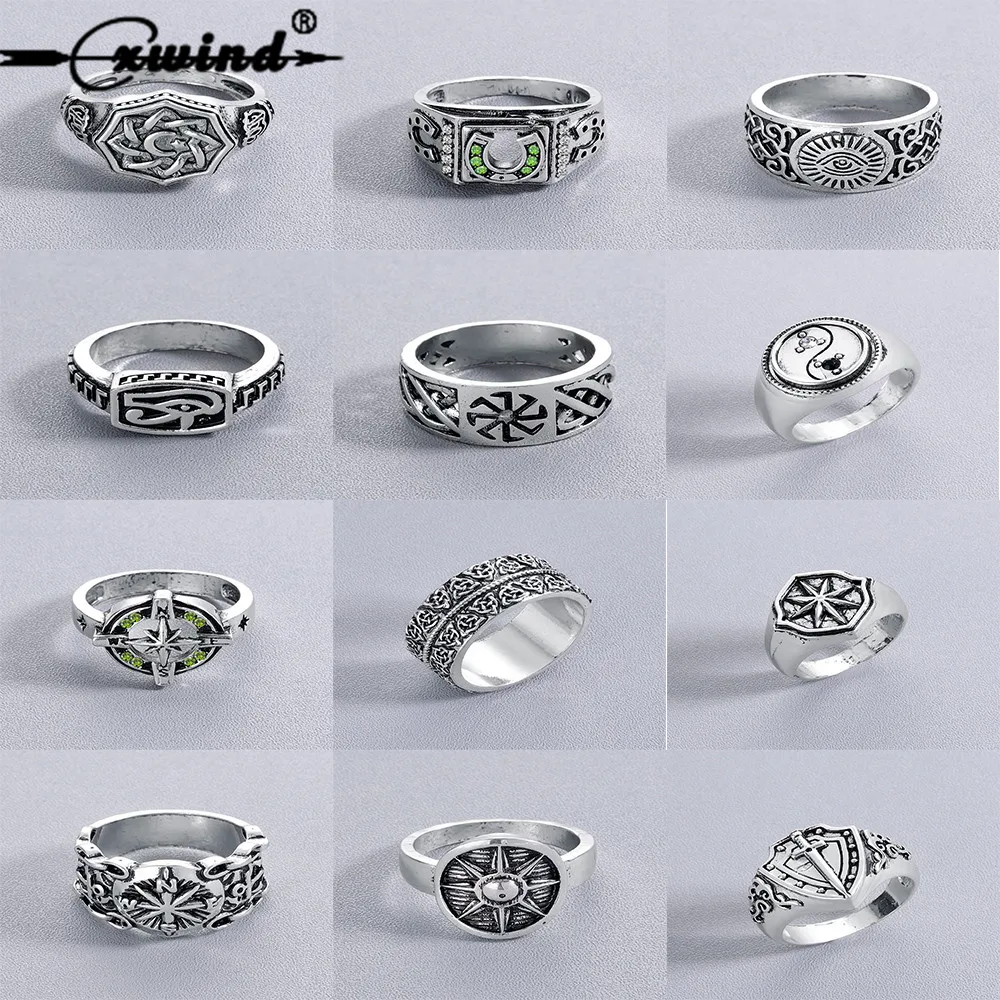 Cxwind Punk Men Retro Rings Jewelry Viking Kolovrat Runes Flower Eye Sword Compass Style Ring For Women Finger Statement Jewelry
Cxwind Punk Men Retro Rings Jewelry Viking Kolovrat Runes Flower Eye Sword Compass Style Ring For Women Finger Statement Jewelry
