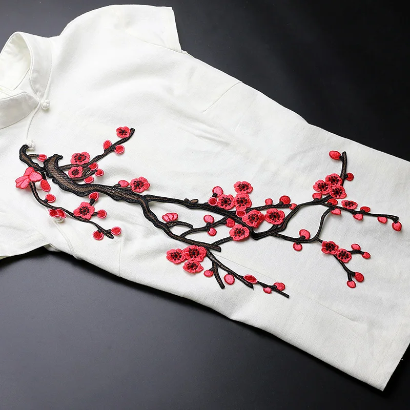 plum blossom sew on applique patches for clothing, vintage embroidered badge fabric patch clothing decoration accessories patch
plum blossom sew on applique patches for clothing, vintage embroidered badge fabric patch clothing decoration accessories patch