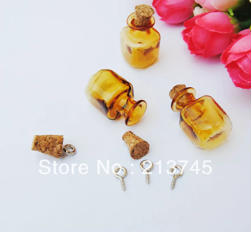 20*20mm yellow Glass Charm Bottle Vials Pendant with Cork and Eye Hooks DIY jewelry findings
20*20mm yellow Glass Charm Bottle Vials Pendant with Cork and Eye Hooks DIY jewelry findings