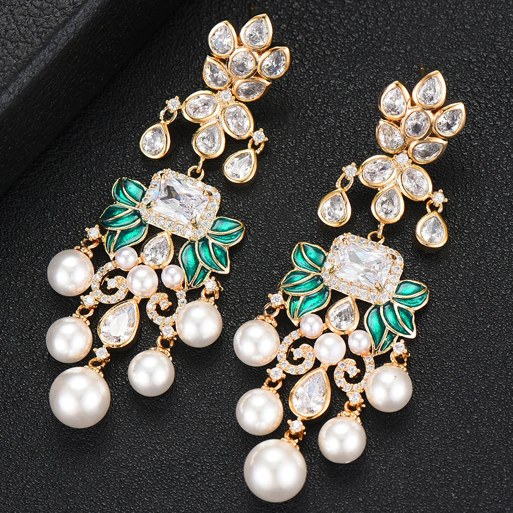 63mm Vintage Geometric CZ Crystal Pearl Earrings Trendy Dubai Wedding Fashion Jewelry Long Drop Dangle Earrings For Women Indian
63mm Vintage Geometric CZ Crystal Pearl Earrings Trendy Dubai Wedding Fashion Jewelry Long Drop Dangle Earrings For Women Indian