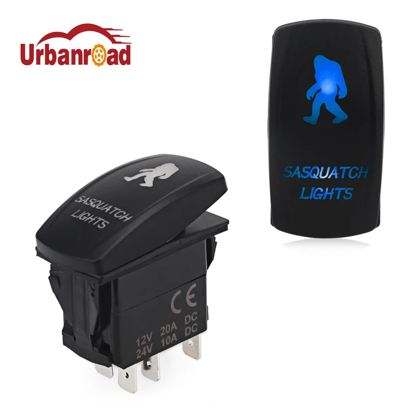 5 Pin Laser Rocker Toggle Switch SASQUATCH Light 20A 12V On/off LED Light Blue Green Red Car styling
5 Pin Laser Rocker Toggle Switch SASQUATCH Light 20A 12V On/off LED Light Blue Green Red Car styling