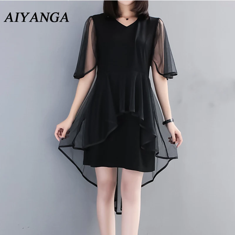 L-5XL Mesh Dress Women Summer 2020 V Neck Slim Fashion Swallowtail Hem Black Dresses Short Sleeve Butterfly Sleeve Office Lady
L-5XL Mesh Dress Women Summer 2020 V Neck Slim Fashion Swallowtail Hem Black Dresses Short Sleeve Butterfly Sleeve Office Lady