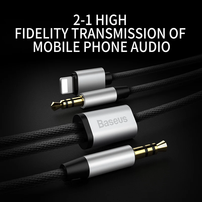Baseus 2 в 1 USB кабель для iPhone и Aux аудио наушники адаптер 7 Plus к разъему 3 5 мм зарядное