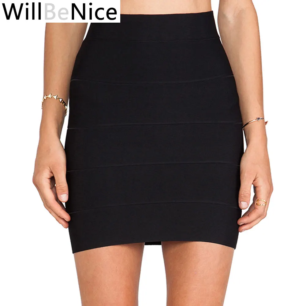 Женская облегающая юбка карандаш WillBeNice черная красная короткая эластичная в