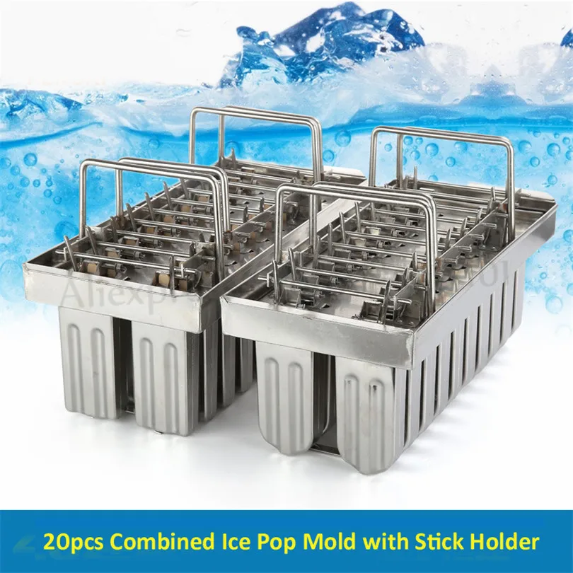Stainless Steel Icepop Mold Popsicle DIY Ice Lolly Moulds Tools With Sticks Holder Commercial 20 Cells
Stainless Steel Icepop Mold Popsicle DIY Ice Lolly Moulds Tools With Sticks Holder Commercial 20 Cells
