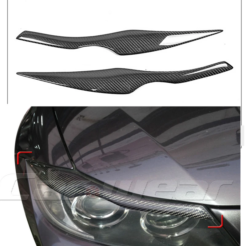 100% Настоящее углеродное волокно фары Брови Веки для 2005 2011 BMW E90 E91 4DR|eyelid primer|eyelid
