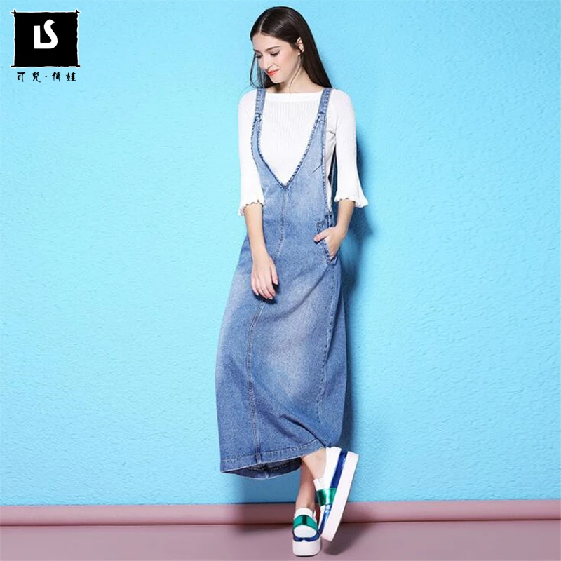 Spring Autumn Sleeveless Suspender Denim Dress Women V Neck big size casual Soft Jeans Dress Cotton Simple long Dresses vestido
Spring Autumn Sleeveless Suspender Denim Dress Women V Neck big size casual Soft Jeans Dress Cotton Simple long Dresses vestido