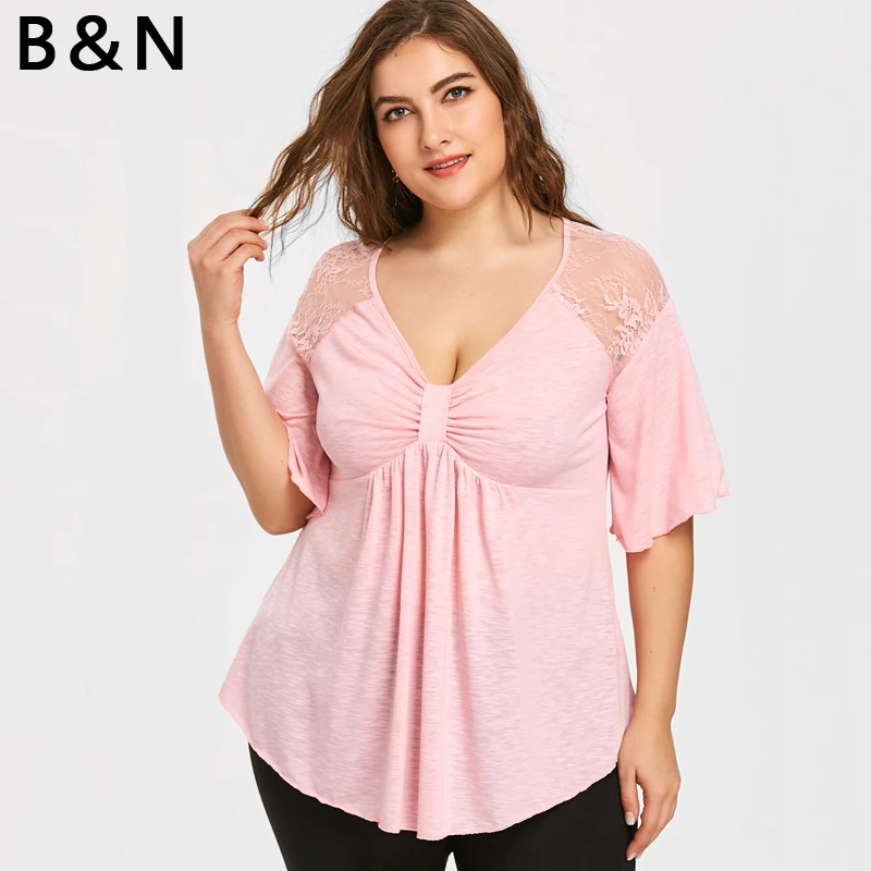 XL-XXXXXL Large Size T Shirt Short Sleeve Tees Cotton Lace Tops Deep V Neck Pullovers Casual Cool Slim Summer Women Clothing
XL-XXXXXL Large Size T Shirt Short Sleeve Tees Cotton Lace Tops Deep V Neck Pullovers Casual Cool Slim Summer Women Clothing