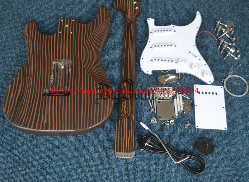 new unfinished electric guitar with zebra wood body/neck free shipping BJ-129