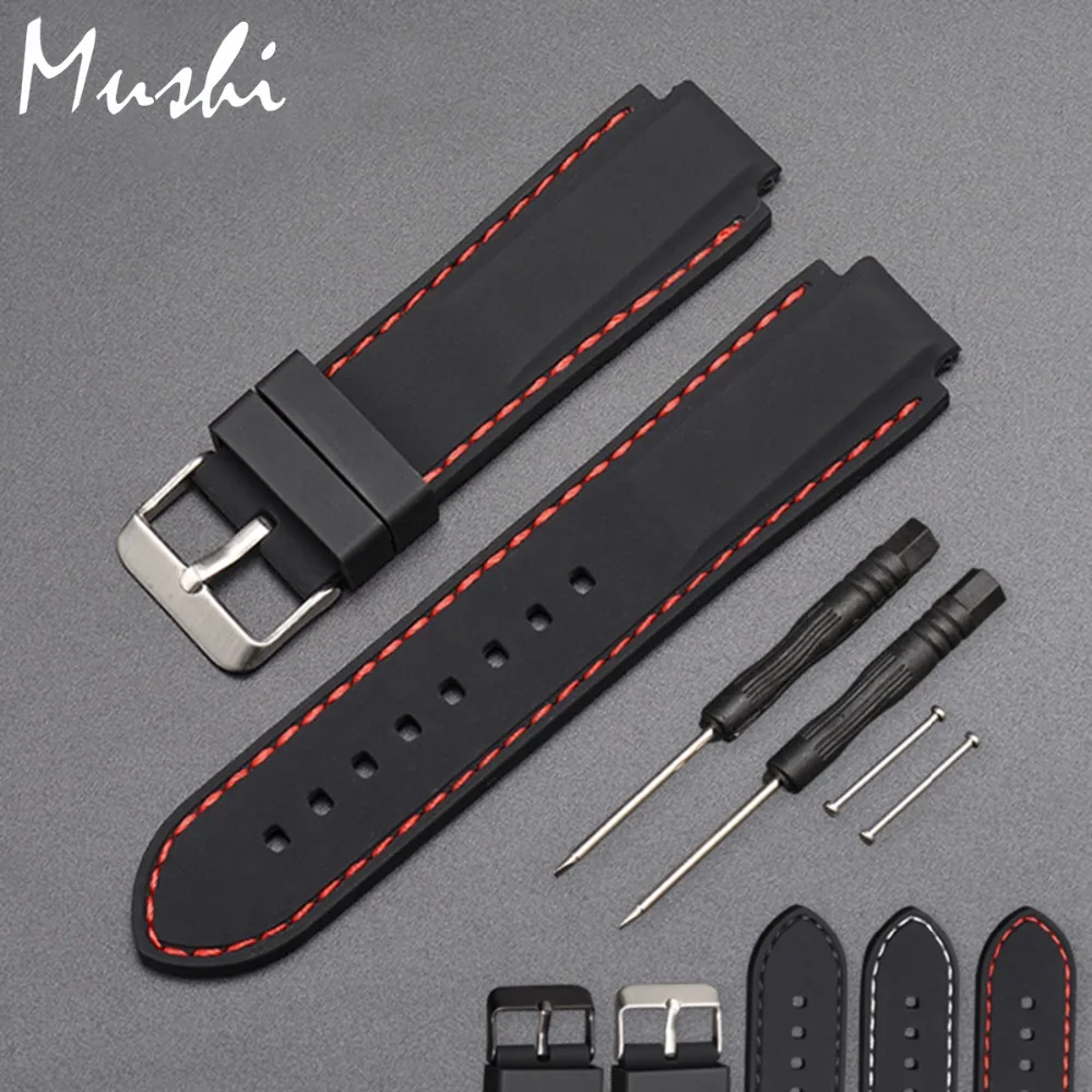 Ремешок силиконовый для часов Timex T49859 | T2N720 T2p141 T2n722 723 738 739 качественный черный