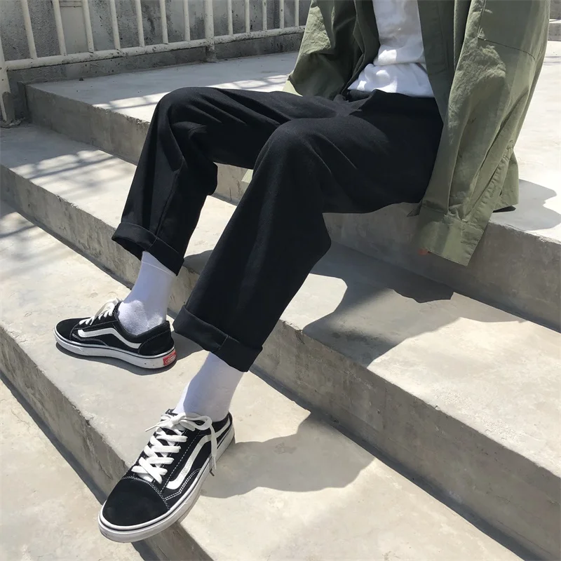 BF ulzzang Harajuku new solid color men pants casual large size female straight summer loose hip hop Cargo harem | Женская одежда