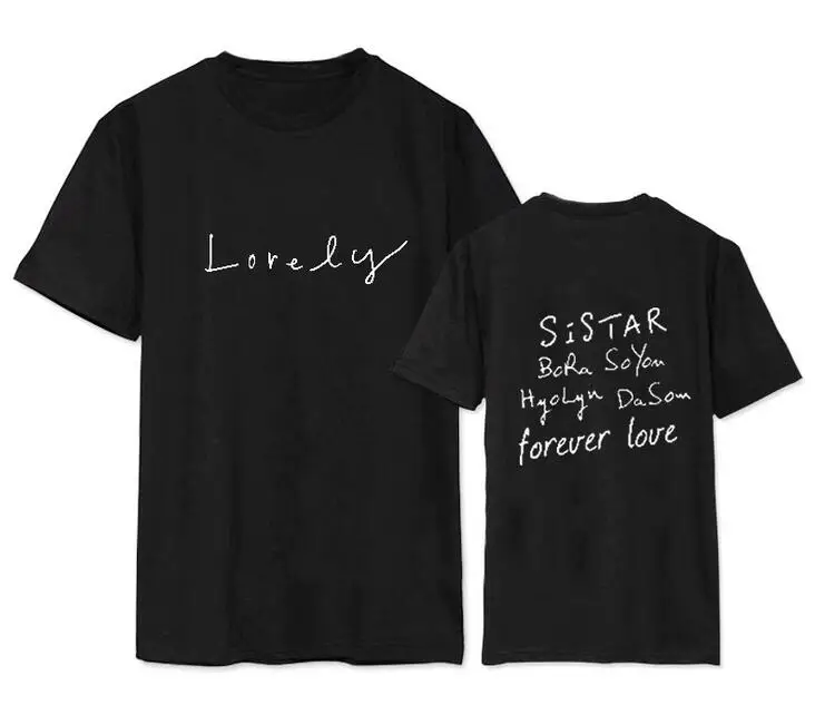 Summer style sistar album lonely all member name printing t shirt kpop simple loose o neck short sleeve t-shirt
Summer style sistar album lonely all member name printing t shirt kpop simple loose o neck short sleeve t-shirt