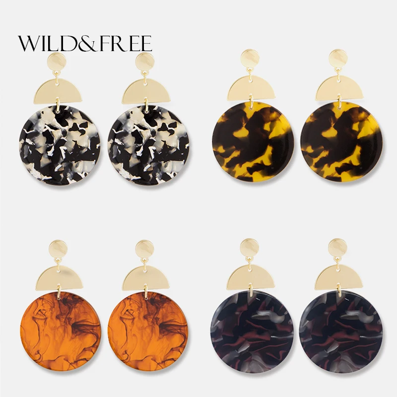Bohemian Big Round Acrylic Resin Dangle Earrings Women Gold Color Semicircle Alloy Drop Earrings Female Statement Jewelry
Bohemian Big Round Acrylic Resin Dangle Earrings Women Gold Color Semicircle Alloy Drop Earrings Female Statement Jewelry