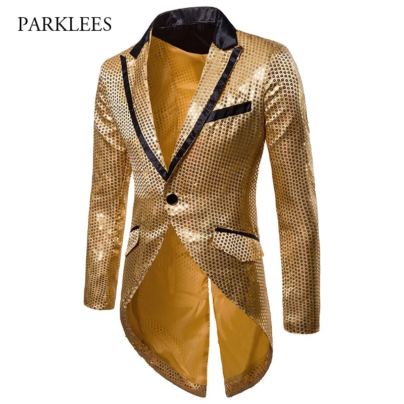 Shiny Gold Sequin Suit Blazer Men 2018 Autumn New Single Breasted Tuxedo Blazer Nightclub Stage Singer Cosplay Costume Homme XXL
Shiny Gold Sequin Suit Blazer Men 2018 Autumn New Single Breasted Tuxedo Blazer Nightclub Stage Singer Cosplay Costume Homme XXL