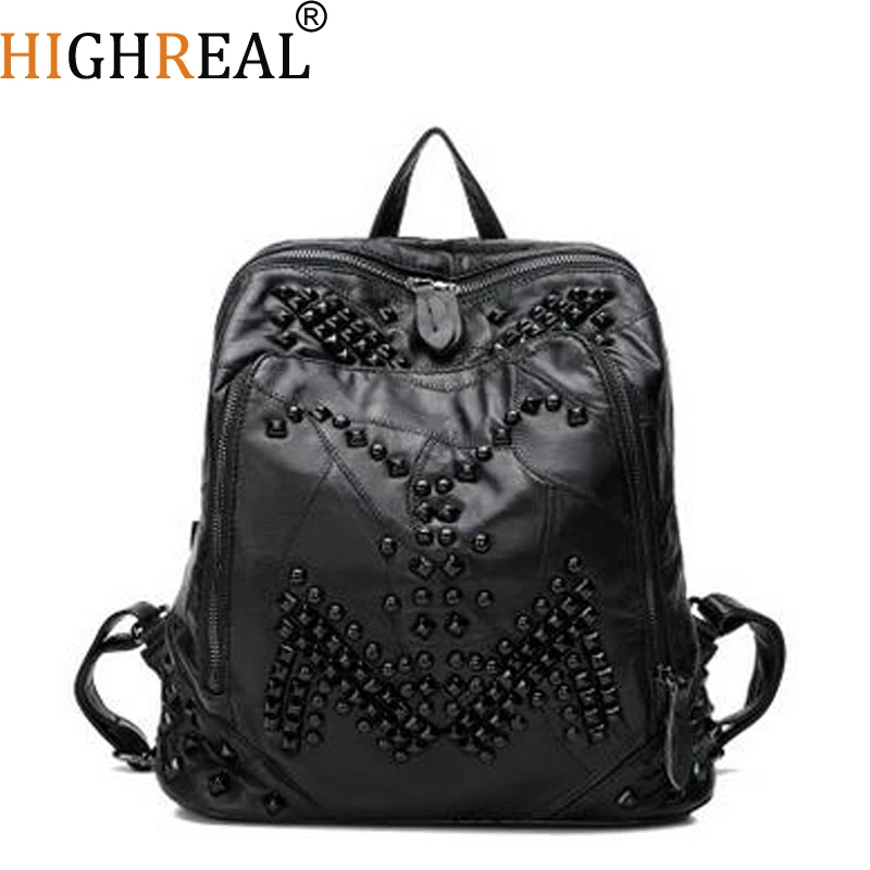 HIGHREAL Brand Design Cowhide Women School Bags Ladies Travel Mochila Feminina Genuine Leather Solid Laptop Women Backpack
HIGHREAL Brand Design Cowhide Women School Bags Ladies Travel Mochila Feminina Genuine Leather Solid Laptop Women Backpack