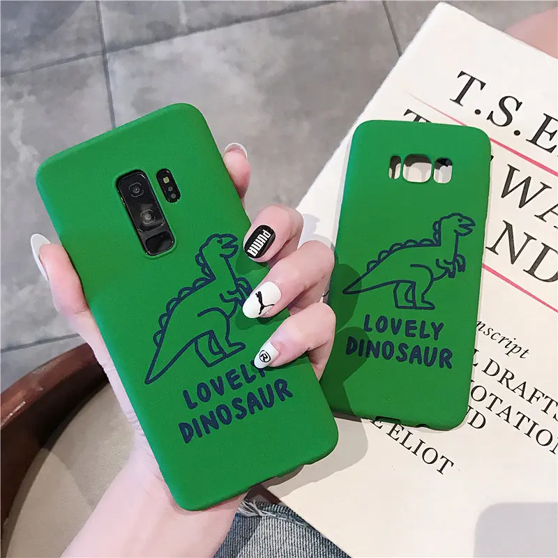 Мультфильм нашивки милых динозавров письмо чехол для Samsung Galaxy S8 S9 Plus Примечание 3 5