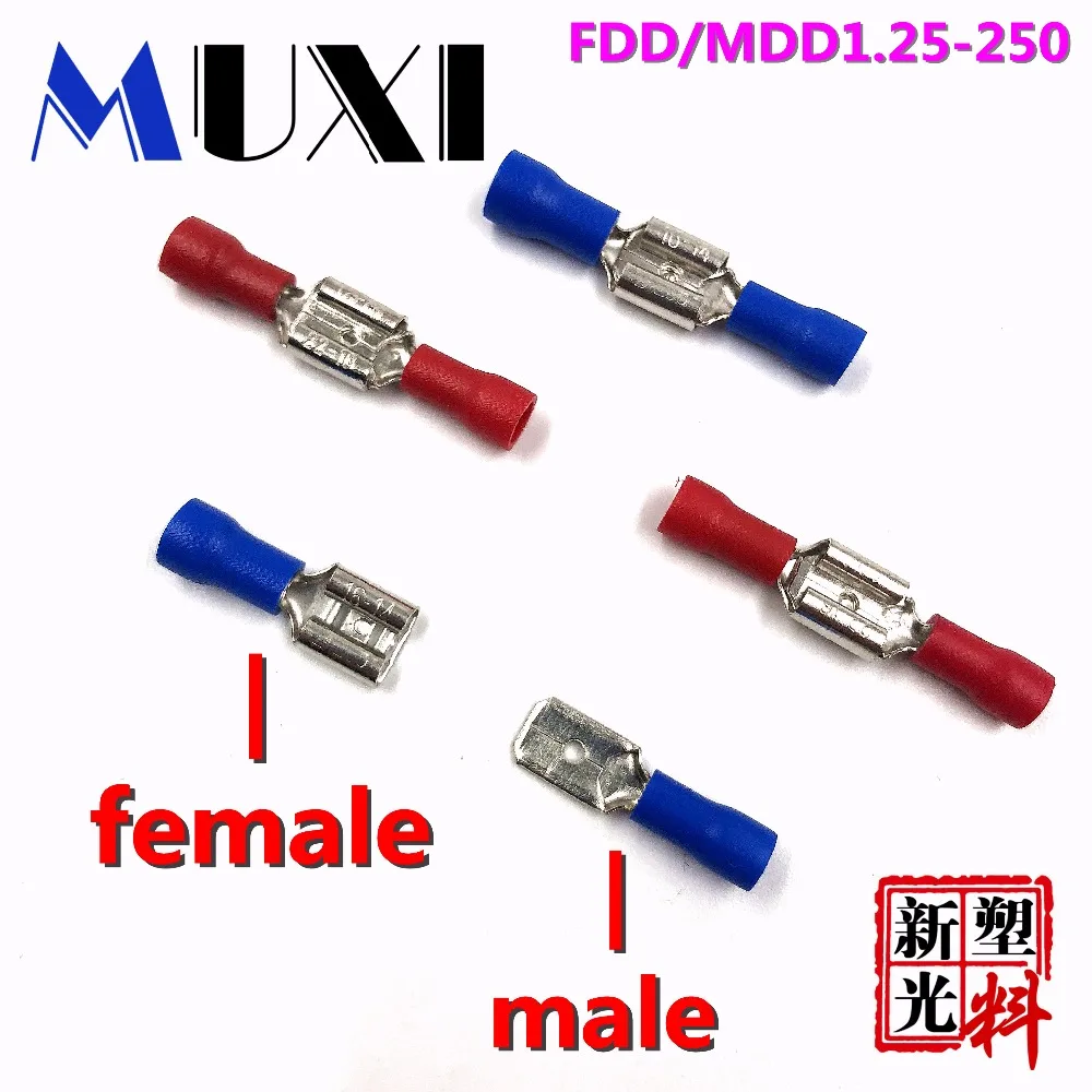

FDD/MDD1.25-250 Female male Insulated Electrical Crimp Terminal for 0.5-1.5mm2 Connectors Cable Wire Connector 100PCS/Pack
