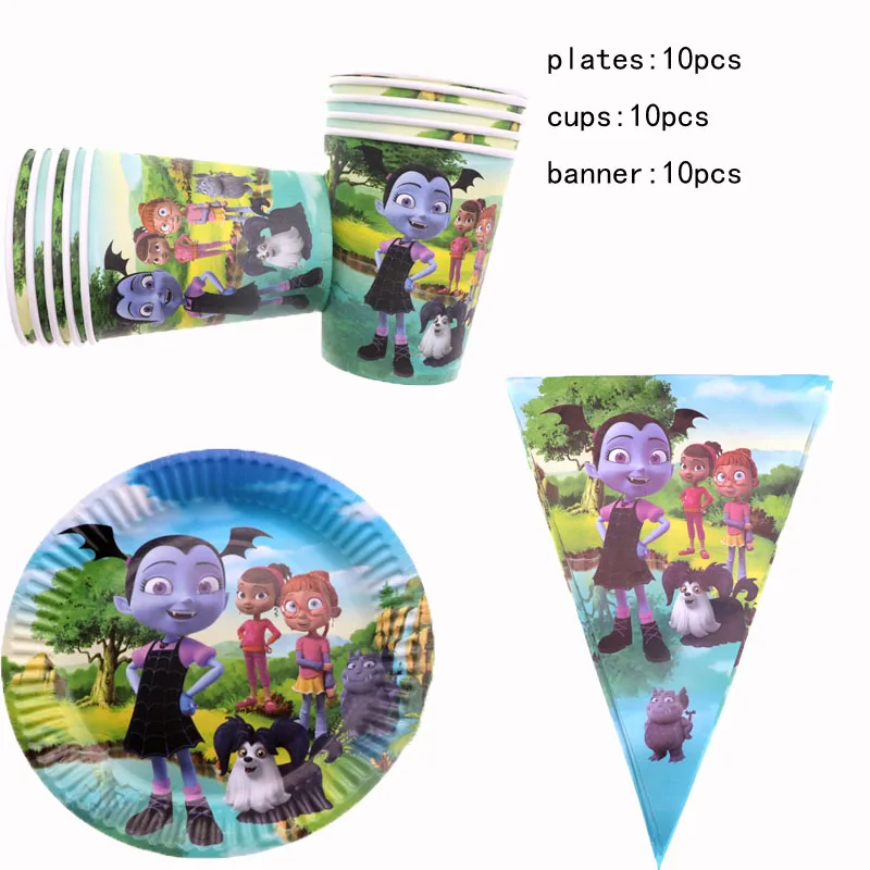 30 шт. Vampirina девушка тарелки чашки баннеры для девочек на день рождения идеи