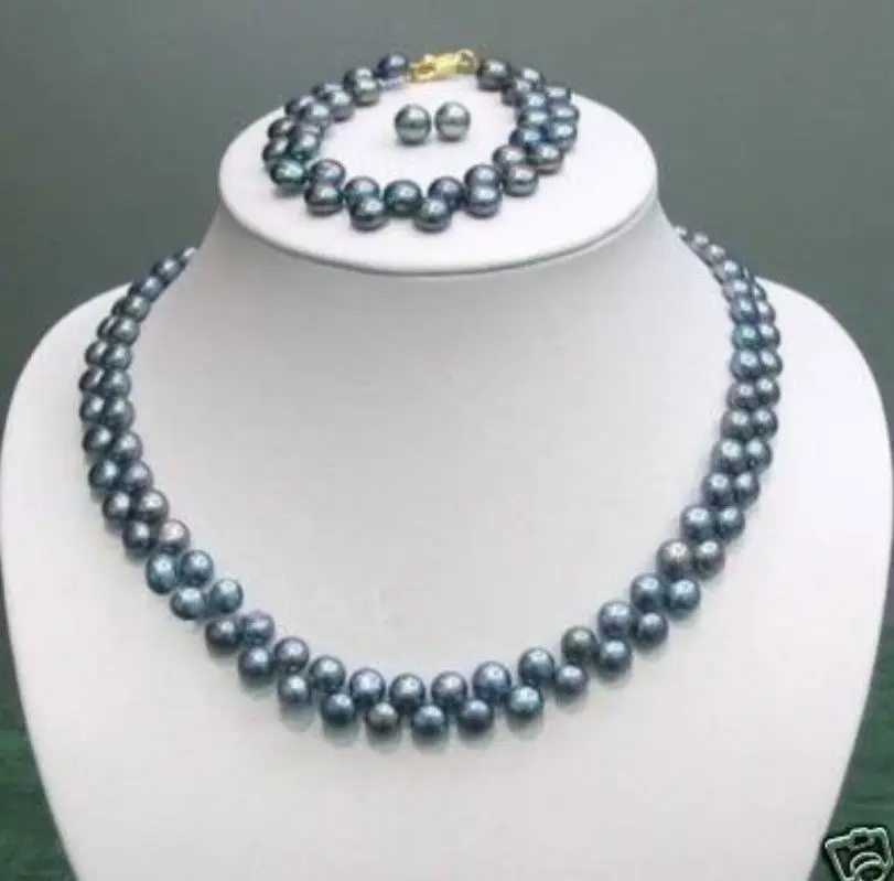 7-8MM Black Akoya Pearl Necklace Bracelet Earring AAA
7-8MM Black Akoya Pearl Necklace Bracelet Earring AAA