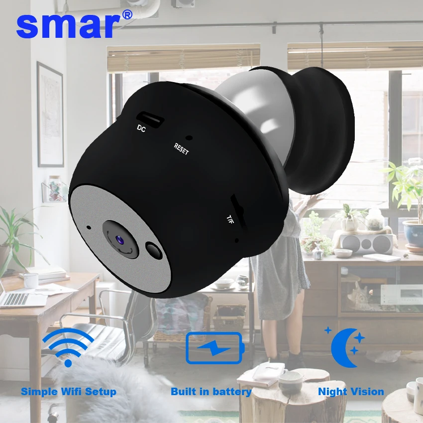 Smar ip мини камера Wi Fi HD датчик ночного видения маленькая видеокамера TF слот для