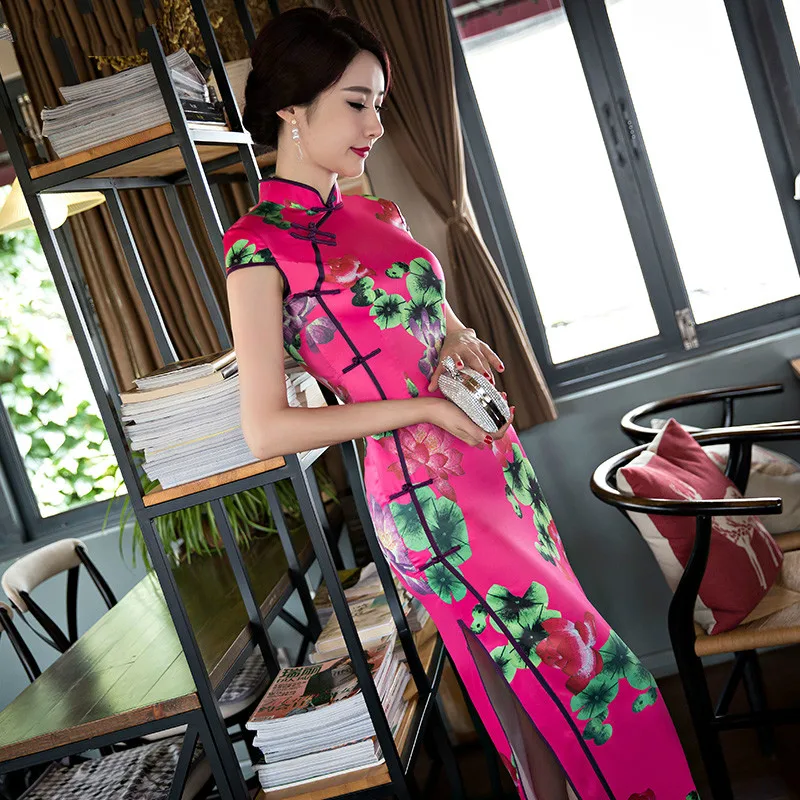 Chinese Women's Satin Cheongsam Long Qipao Silk Dress S-2XL China Oriental Dresses Traditional Chinese Cheongsams
Chinese Women's Satin Cheongsam Long Qipao Silk Dress S-2XL China Oriental Dresses Traditional Chinese Cheongsams
