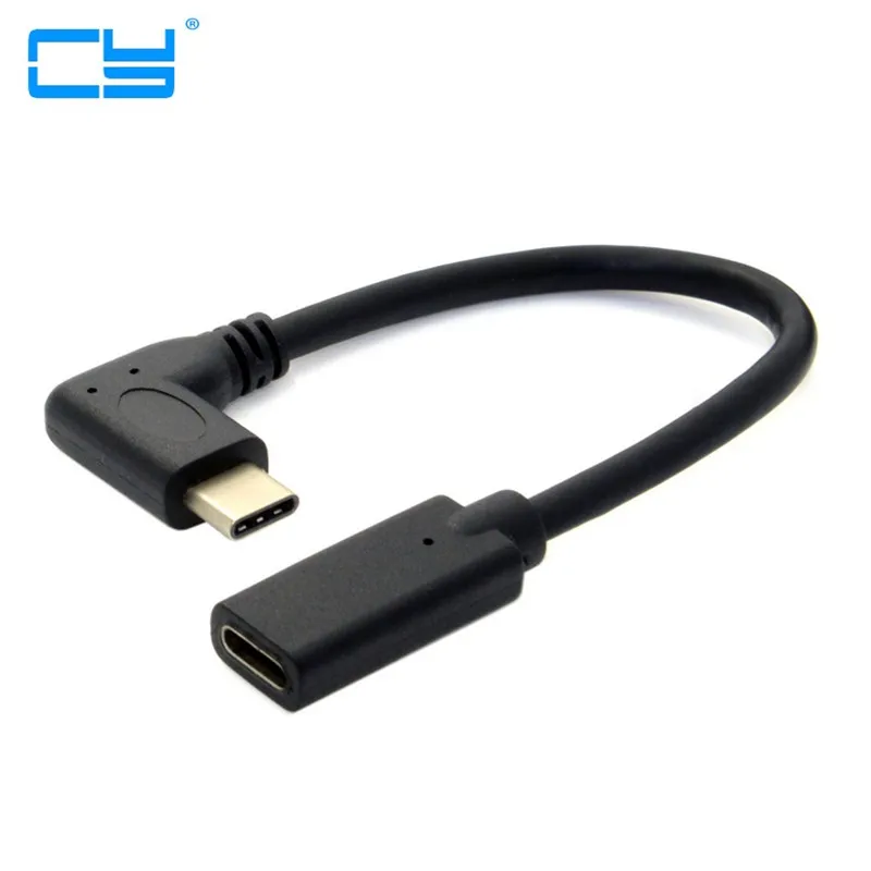 

90 Degree Right Angled USB-C USB 3.1 Type C Male to Female Extension Data Cable for Macbook Tablet 20cm