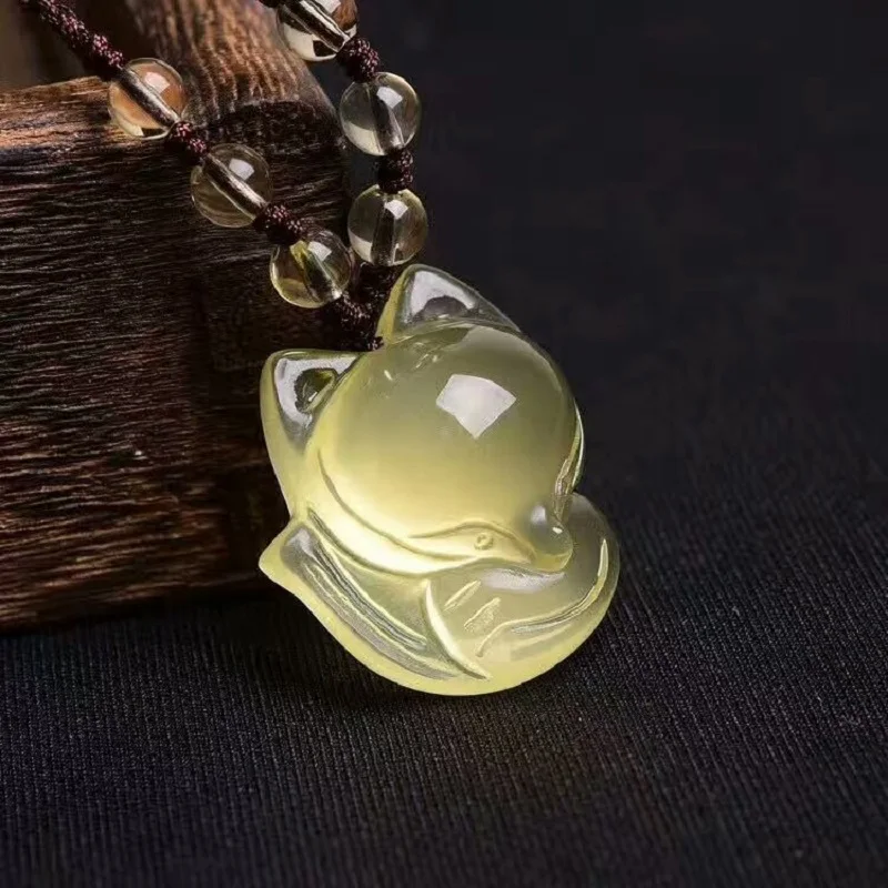 Natural Yellow creastly carve fox Pendants Handmade Yellow Color Pink Crystal pendant necklace Energy Guardian of love
Natural Yellow creastly carve fox Pendants Handmade Yellow Color Pink Crystal pendant necklace Energy Guardian of love