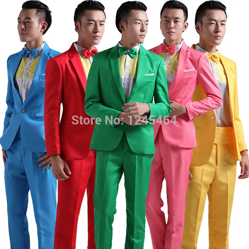 6 colors(red yellow blue green suit)Men's Wedding Dress Groom Tuxedos host emcee studio theme costumes suit(jacket+pant+bow tie)
6 colors(red yellow blue green suit)Men's Wedding Dress Groom Tuxedos host emcee studio theme costumes suit(jacket+pant+bow tie)
