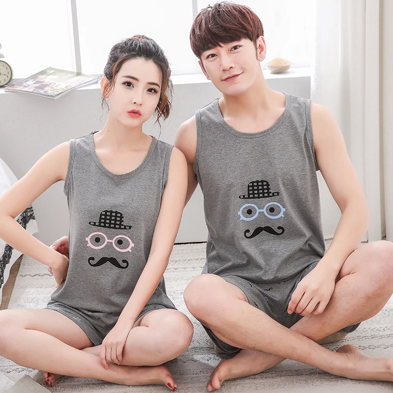 Hot Sale Couple Pajamas Set Summer Men And Women Sleeveless Pyjamas Vest Lovers Sleepwear Plus Size 4XL Nightwear Home Clothing
Hot Sale Couple Pajamas Set Summer Men And Women Sleeveless Pyjamas Vest Lovers Sleepwear Plus Size 4XL Nightwear Home Clothing
