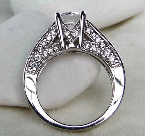 Genuine 1Ct Moissanite Female Marriage Ring Solid 18K 750 White Gold Engagement Ring Romantic Wedding Fine Jewelry for Women