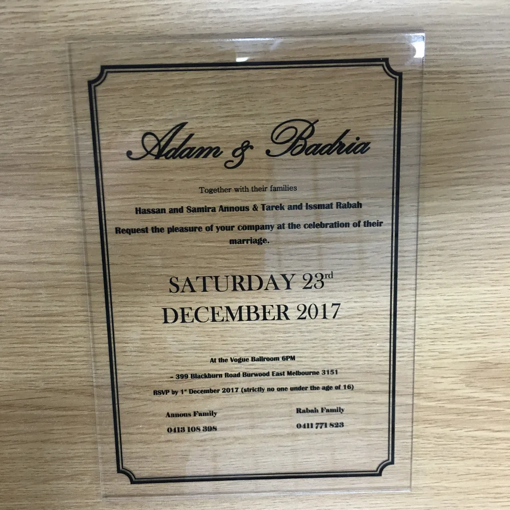 Elegant hot sell good quality clear acrylic wedding invitation cards various colors available wedding favor invitation cards
Elegant hot sell good quality clear acrylic wedding invitation cards various colors available wedding favor invitation cards