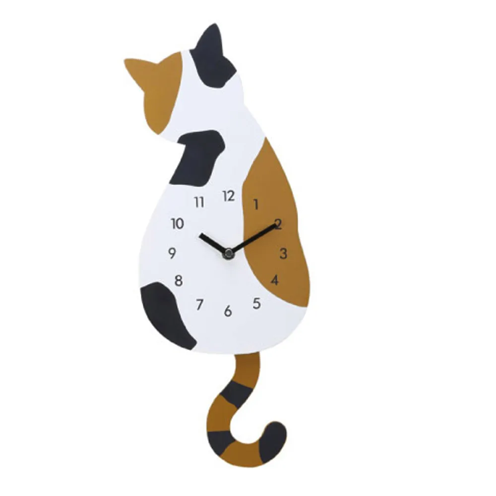 Новые металлические креативные настенные часы с изображением милого кота из