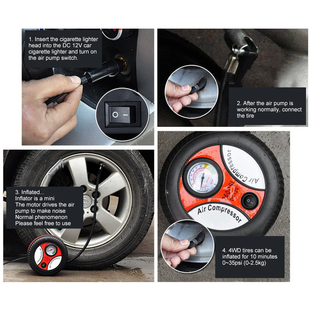 Car Air Pump DC 12V Portable Auto Mini Inflatable Pump Car Tire Electric Inflator Pump Air Compressor
Car Air Pump DC 12V Portable Auto Mini Inflatable Pump Car Tire Electric Inflator Pump Air Compressor