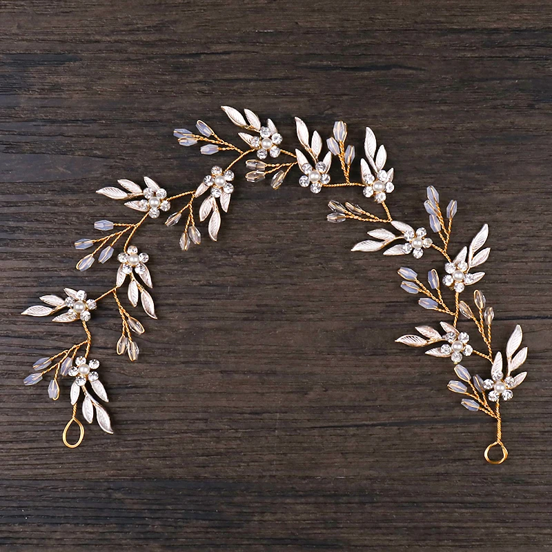 Винтажные золотые повязки на голову украшения для волос листья стразы цветы