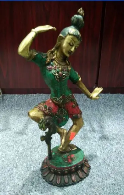 41cm*Nepal copper inlaid turquoise of Buddha, the virgin goddess of mercy statue
41cm*Nepal copper inlaid turquoise of Buddha, the virgin goddess of mercy statue