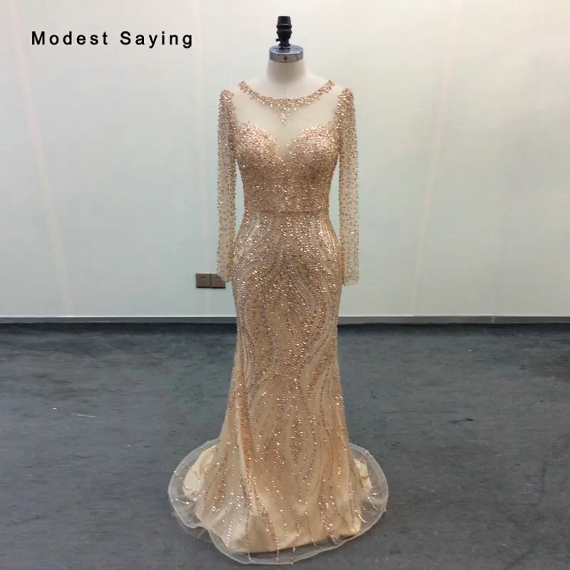 Real Photo Luxury Champagne Mermaid Sparkly Evening Dresses 2019 with Rhinestone Long Sleeves Party Prom Gown vestidos de fiesta
Real Photo Luxury Champagne Mermaid Sparkly Evening Dresses 2019 with Rhinestone Long Sleeves Party Prom Gown vestidos de fiesta