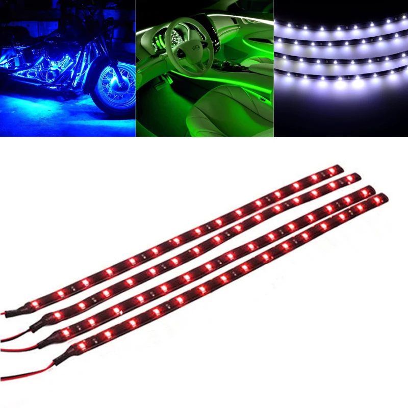 8pcs/set white/Red/Blue/Green Auto 12V 15 SMD LED Light Bar Car Flexible Waterproof Strip Motorcycle Decor Lamps | Автомобили и