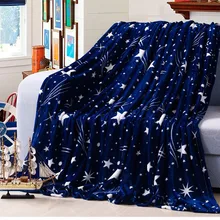 55Bright stars bedspread blanke High Density Super Soft Flannel Blanket to on for the sofa/Bed/Car Portable Plaids