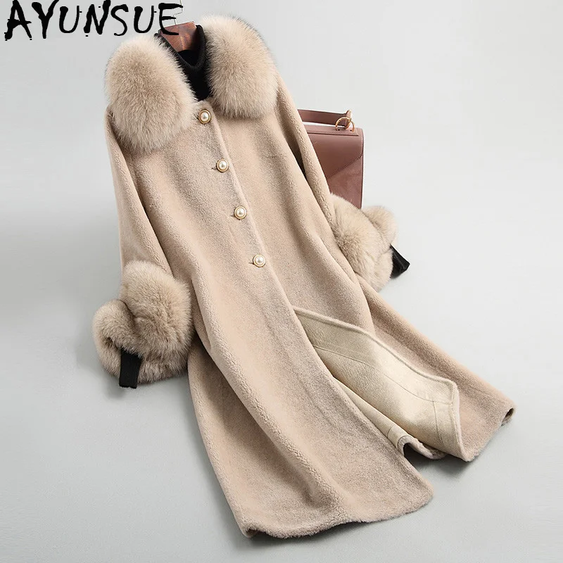 AYUNSUE Real Fur Coat Female Jacket Winter Jacket Women Fox Fur Collar 100% Wool Coats Sheep Shearling Fur Korean Jackets MY3515
AYUNSUE Real Fur Coat Female Jacket Winter Jacket Women Fox Fur Collar 100% Wool Coats Sheep Shearling Fur Korean Jackets MY3515