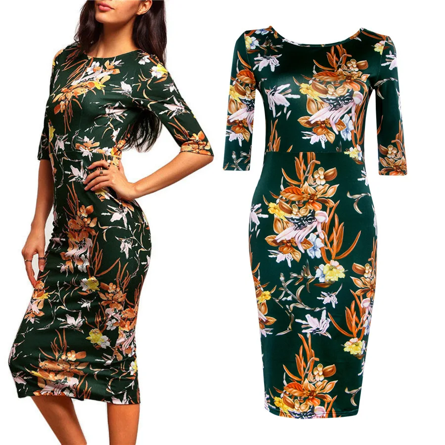 New Arrival Autumn Women Cute Casual Dresses Sheath High Elastic Print Leaf Floral Bodycon Knee length Round Neck Dress DH764
New Arrival Autumn Women Cute Casual Dresses Sheath High Elastic Print Leaf Floral Bodycon Knee length Round Neck Dress DH764